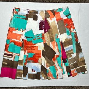 Etcetera Abstract Multicolor A-Line Pleated Skirt Size 14